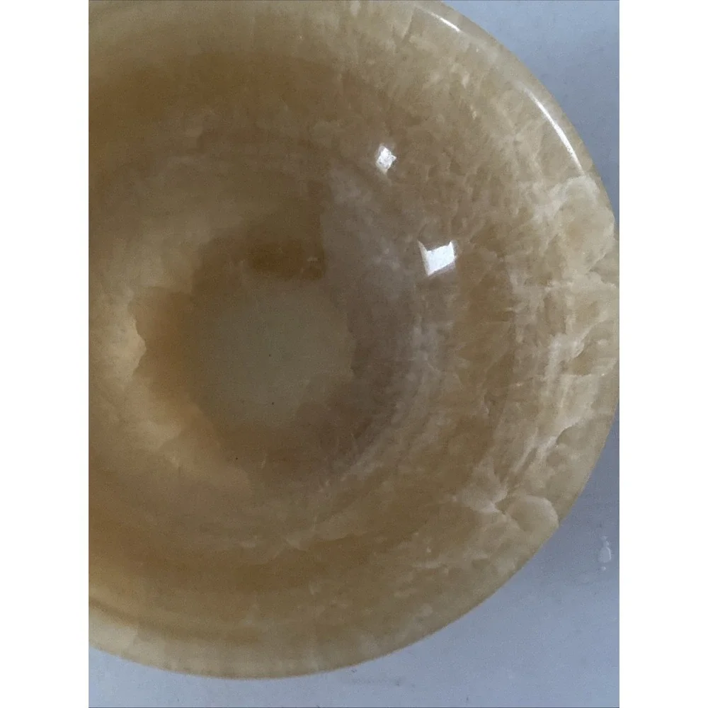 4 inch 100%Natural Chinese Yellow Jade Bowl Carved Diameter